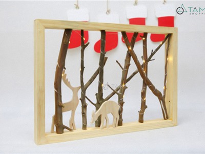 Khung gỗ chữ nhật tiểu cảnh cành cây có đèn Led X-TCANH-06